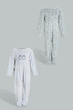 Load image into Gallery viewer, Redtag-Grey-And-Charcoal-Penguinveloure-2-Packs-Sleepsuit-Sleepsuits-Baby-0 to 12 Months
