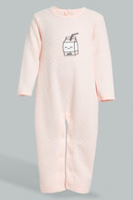 Load image into Gallery viewer, Redtag-Peach-Milk-2-Pack-Quilted-Jacquard-Romper-Rompers-Baby-0 to 12 Months
