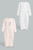 Redtag-Peach-Milk-2-Pack-Quilted-Jacquard-Romper-Rompers-Baby-0 to 12 Months