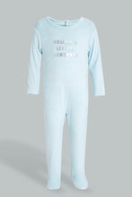 Load image into Gallery viewer, Redtag-Blue-Veloure-Sleep-Suit-Sleepsuits-Baby-0 to 12 Months
