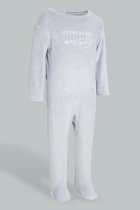 Redtag-Grey-Veloure-Sleep-Suit-Sleepsuits-Baby-0 to 12 Months