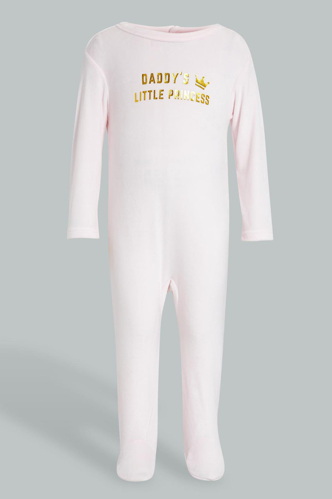 Redtag-Pink-Veloure-Sleep-Suit-Sleepsuits-Baby-0 to 12 Months