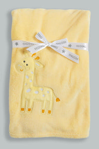 Redtag-Yellow-Giraffe-Fluffy-Baby-Blanket-Baby-Blankets-Baby-0 to 12 Months