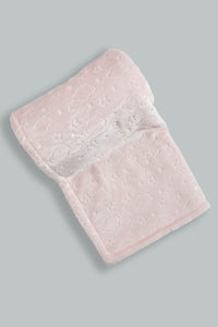 Redtag-Pink-Cloud-Embossed-Sherpa-Blanket-Baby-Blankets-Baby-0 to 12 Months