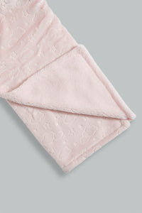 Redtag-Pink-Cloud-Embossed-Sherpa-Blanket-Baby-Blankets-Baby-0 to 12 Months