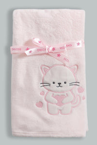 Redtag-Pink-Kitten-Fluffy-Baby-Blanket-Baby-Blankets-Baby-0 to 12 Months