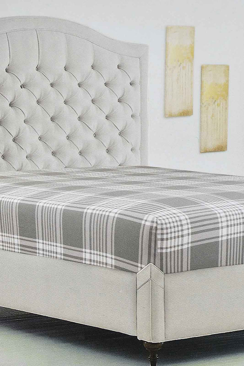 Redtag-Grey-Check-Printed-Fitted-Sheet(Twin-Size)-Fitted-Sheets-Home-Bedroom-