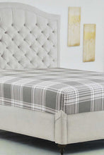 Load image into Gallery viewer, Redtag-Grey-Stripe-Printed-Fitted-Sheet(Double-Size)-Fitted-Sheets-Home-Bedroom-
