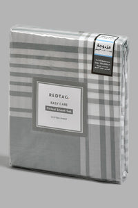 Redtag-Grey-Stripe-Printed-Fitted-Sheet(Double-Size)-Fitted-Sheets-Home-Bedroom-