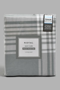 Redtag-Grey-Stripe-Printed-Fitted-Sheet(Double-Size)-Fitted-Sheets-Home-Bedroom-