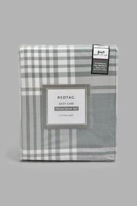 Redtag-Grey-Stripe-Printed-Fitted-Sheet(King-Size)-Fitted-Sheets-Home-Bedroom-