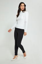 تنزيل الصورة على معرض الصور، Redtag-White-Hi-Neck-Ribbed-Jersey-Top-Tops-Women&#39;s-
