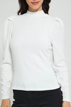 تنزيل الصورة على معرض الصور، Redtag-White-Hi-Neck-Ribbed-Jersey-Top-Tops-Women&#39;s-
