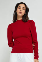 تنزيل الصورة على معرض الصور، Redtag-Red-Hi-Neck-Ribbed-Jersey-Top-Tops-Women&#39;s-
