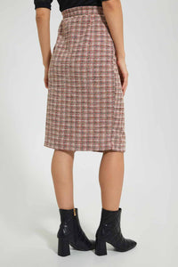 Multicolour Front Button Pencil Skirt