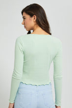 تنزيل الصورة على معرض الصور، Redtag-Mint-Rib-L/S-T-Shirt-With-Allover-Floral-Embroidery-Colour:Mint,-Filter:Women&#39;s-Clothing,-New-In,-New-In-Women,-Non-Sale,-S22A,-Section:Women,-Women-T-Shirts-Women&#39;s-
