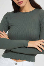 Load image into Gallery viewer, Redtag-Red-Rib-Plain-Long-Sleeve-T-Shirt-Active-Tees-Women&#39;s-
