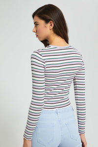 Redtag-White-Rib-Strips-Long-Sleeve-T-Shirt-Striped-Women's-
