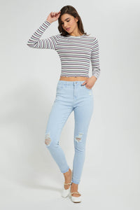 Redtag-White-Rib-Strips-Long-Sleeve-T-Shirt-Striped-Women's-