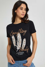تنزيل الصورة على معرض الصور، Redtag-Black-Photographic-Print-T-Shirt-Active-Tees-Women&#39;s-

