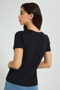Redtag-Black-Photographic-Print-T-Shirt-Active-Tees-Women's-