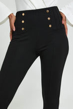 Load image into Gallery viewer, Redtag-Black-Ponte-Buttons-Side-Legging-Leggings-Women&#39;s-0
