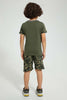 Redtag-Green-Little-Dude-Print-Cut-N-Sew-Shorts-Set-Sets-Boys-2 to 8 Years