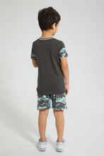 Load image into Gallery viewer, Redtag-Grey-Little-Dude-Print-Cut-N-Sew-Shorts-Set-Sets-Boys-2 to 8 Years
