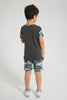 Redtag-Grey-Little-Dude-Print-Cut-N-Sew-Shorts-Set-Sets-Boys-2 to 8 Years
