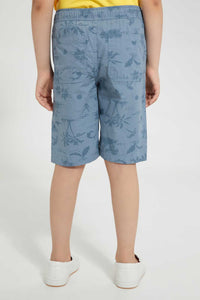 Redtag-Blue-Printed-Pull-On-Short-Pull-On-Shorts-Boys-2 to 8 Years