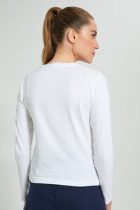 Redtag-White-Plain-Long-Sleeve-T-Shirt-Active-Tees-Women's-