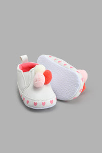 Redtag-White-Pram-Shoe-Colour:White,-Filter:Baby-Footwear-(0-to-18-Mths),-NBF-Casual-Shoes,-New-In,-New-In-NBF-FOO,-Non-Sale,-S22A,-Section:Kidswear-Baby-0 to 18 Months