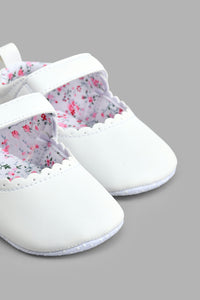 Redtag-White-Pram-Shoe-Colour:White,-Filter:Baby-Footwear-(0-to-18-Mths),-NBF-Casual-Shoes,-New-In,-New-In-NBF-FOO,-Non-Sale,-S22A,-Section:Kidswear-Baby-0 to 18 Months