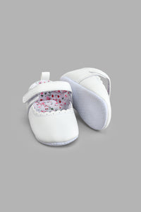 Redtag-White-Pram-Shoe-Colour:White,-Filter:Baby-Footwear-(0-to-18-Mths),-NBF-Casual-Shoes,-New-In,-New-In-NBF-FOO,-Non-Sale,-S22A,-Section:Kidswear-Baby-0 to 18 Months