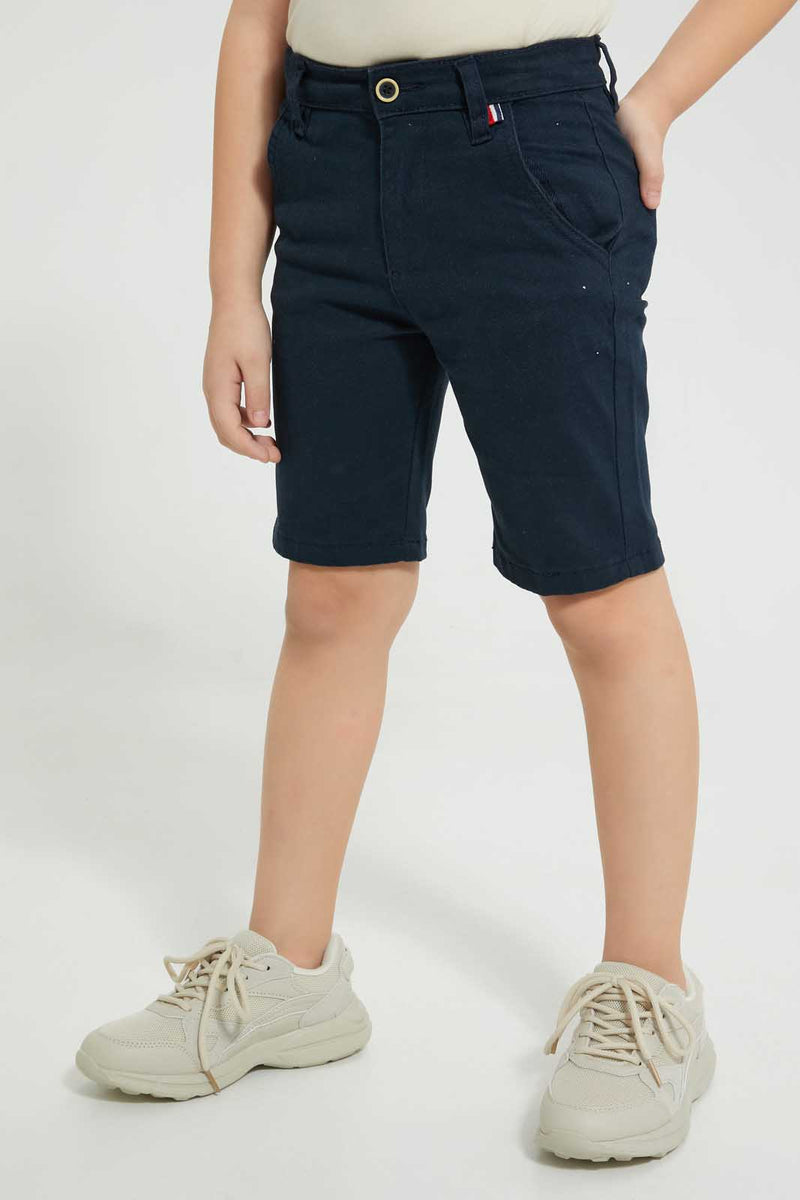 Redtag-Navy-Chino-Short-Shorts-Boys-2 to 8 Years