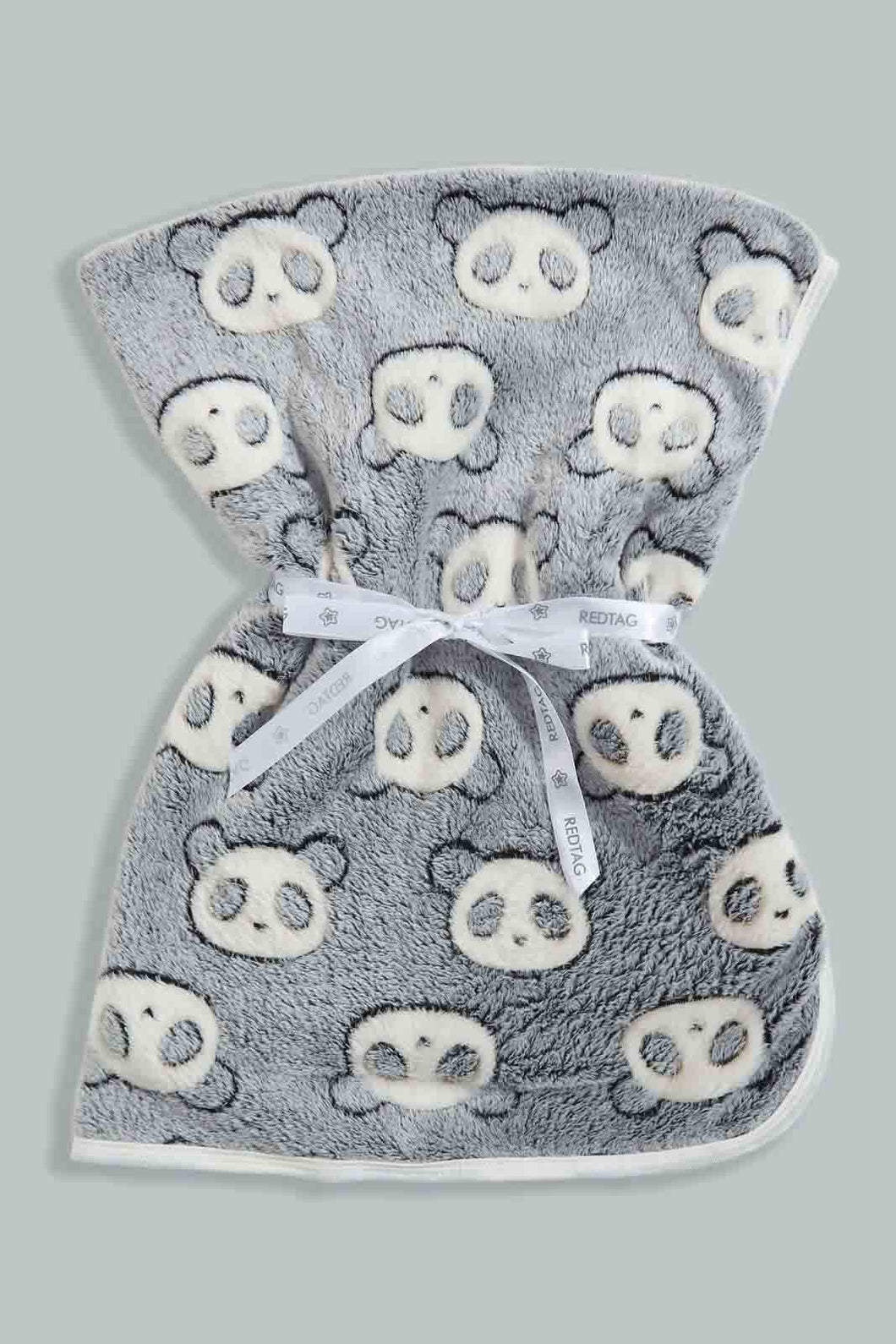 Redtag-Charcoal-Panda-Jcquard-Blanket-Baby-Blankets-Baby-0 to 12 Months