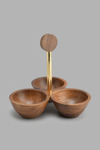 تنزيل الصورة على معرض الصور، Redtag-Brown-Wooden-Round-Three-Section-Bowls-With-Brass-Wire-Embellishment-And-Gold-Aluminum-Handles-Bowls-Home-Dining-
