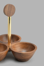 تنزيل الصورة على معرض الصور، Redtag-Brown-Wooden-Round-Three-Section-Bowls-With-Brass-Wire-Embellishment-And-Gold-Aluminum-Handles-Bowls-Home-Dining-
