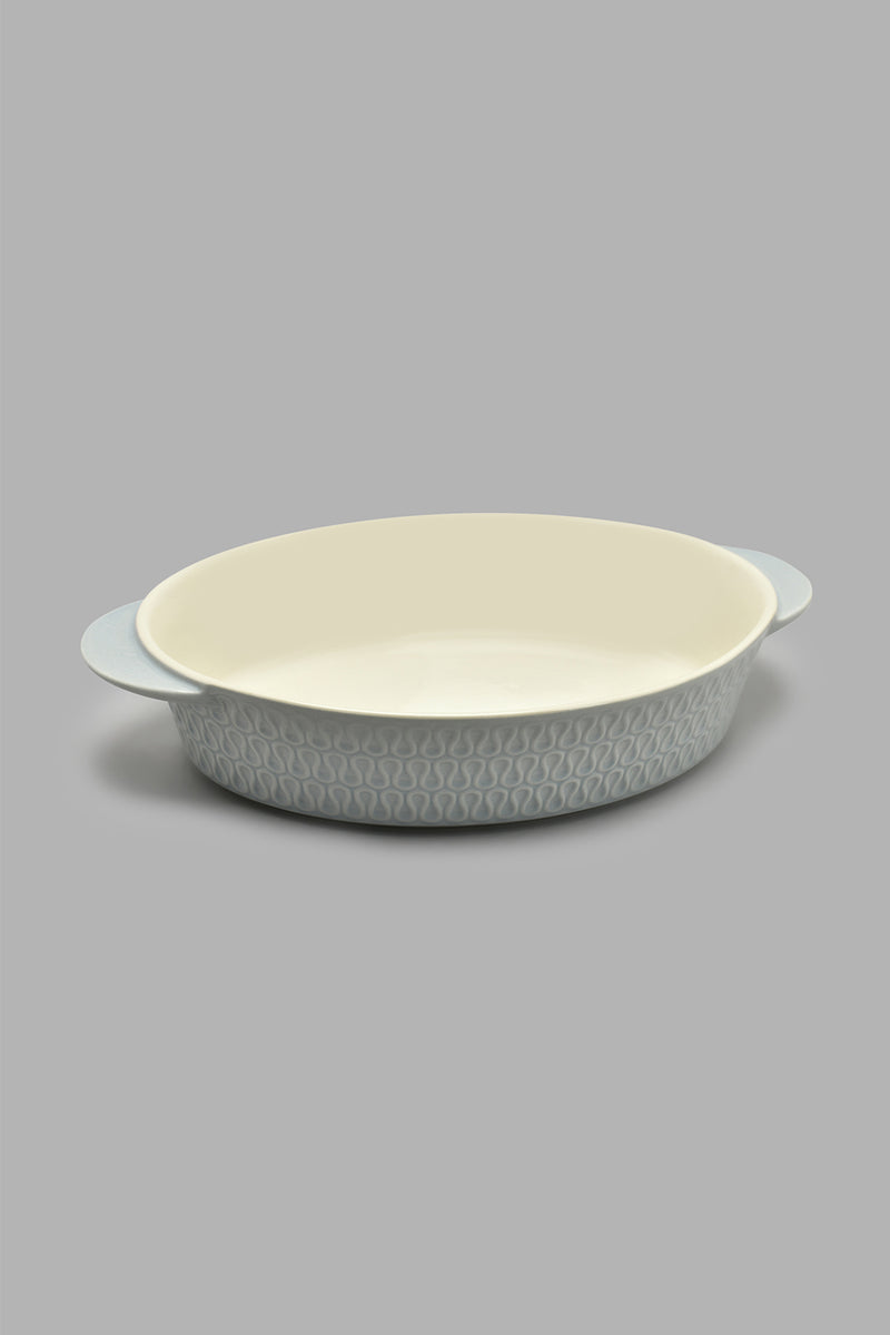 Redtag-Grey-Embossed-Oval-Baking-Dish-Without-Glass-Lid-Bakeware-Home-Dining-