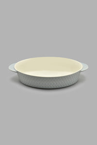 Redtag-Grey-Embossed-Oval-Baking-Dish-Without-Glass-Lid-Bakeware-Home-Dining-