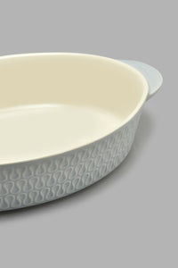 Redtag-Grey-Embossed-Oval-Baking-Dish-Without-Glass-Lid-Bakeware-Home-Dining-