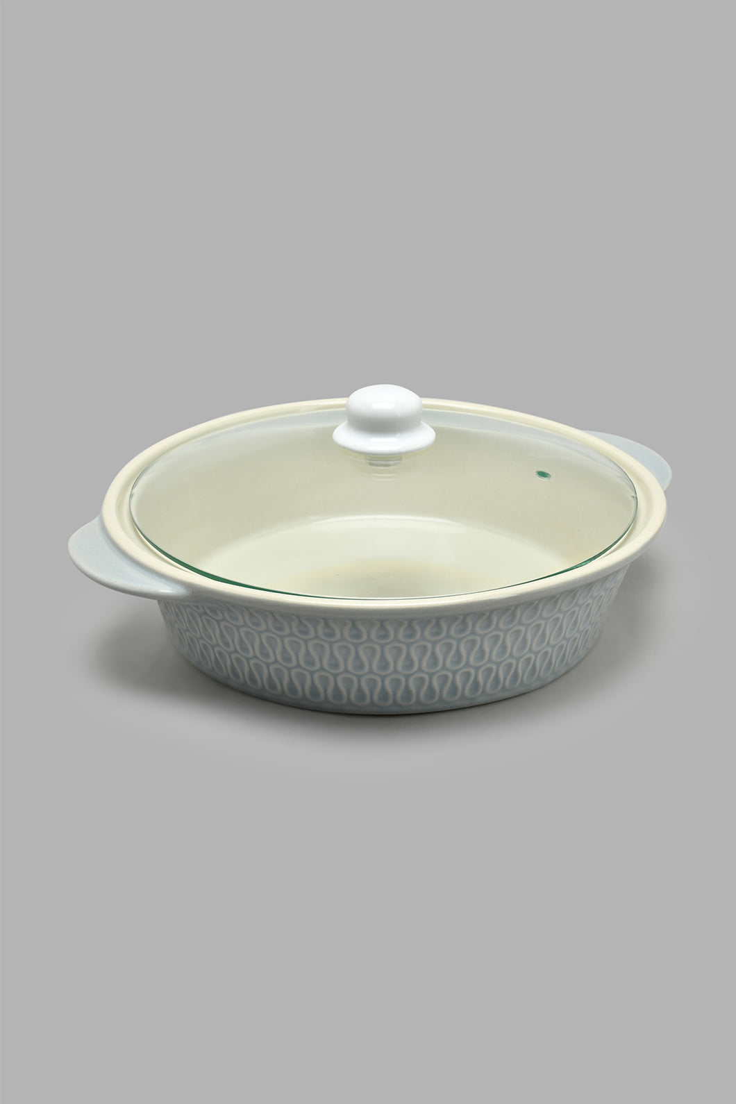 Redtag-Grey-Embossed-Round-Baking-Dish-With-Glass-Lid-Bakeware-Home-Dining-