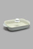 Redtag-Grey-Embossed-Rectangle-Baking-Dish-With-Glass-Lid-(Medium)-Trays-Home-Dining-