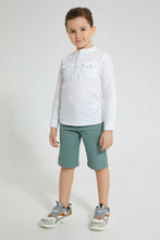 تنزيل الصورة على معرض الصور، Redtag-Green-Dobby-Shorts-With-Belt-Shorts-Boys-2 to 8 Years
