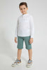 Redtag-Green-Dobby-Shorts-With-Belt-Shorts-Boys-2 to 8 Years