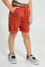 تنزيل الصورة على معرض الصور، Redtag-Rust-Dobby-Shorts-With-Belt-Shorts-Boys-2 to 8 Years
