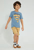 Redtag-Stone-Dobby-Shorts-With-Belt-Shorts-Boys-2 to 8 Years