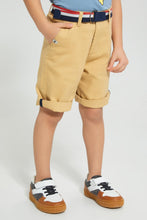 Load image into Gallery viewer, Redtag-Stone-Dobby-Shorts-With-Belt-Shorts-Boys-2 to 8 Years
