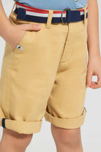 Load image into Gallery viewer, Redtag-Stone-Dobby-Shorts-With-Belt-Shorts-Boys-2 to 8 Years
