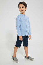 Load image into Gallery viewer, Redtag-Navy-Dobby-Shorts-With-Belt-Shorts-Boys-2 to 8 Years
